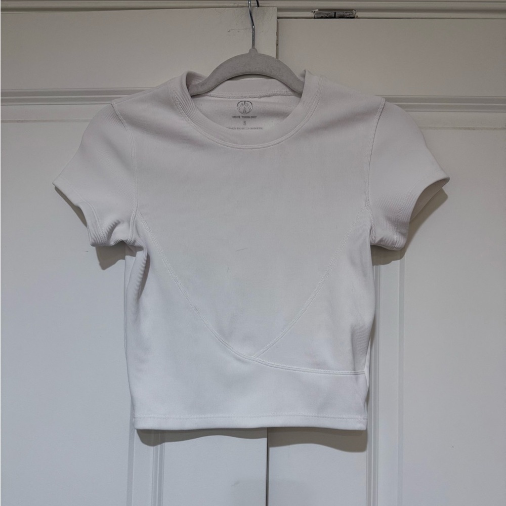 Move Theology athletic White Ribbed Top sz S